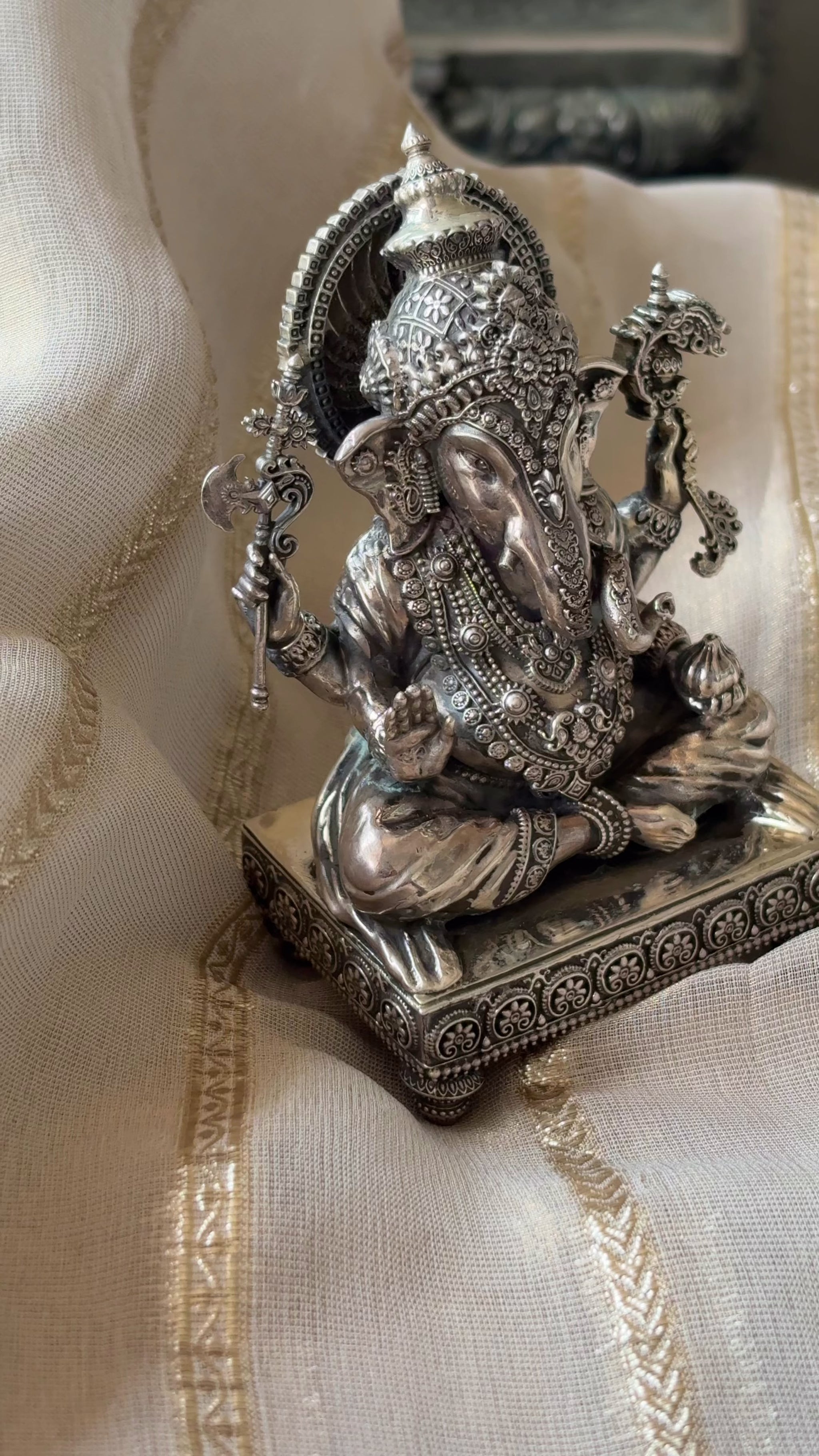silver ganesh murti