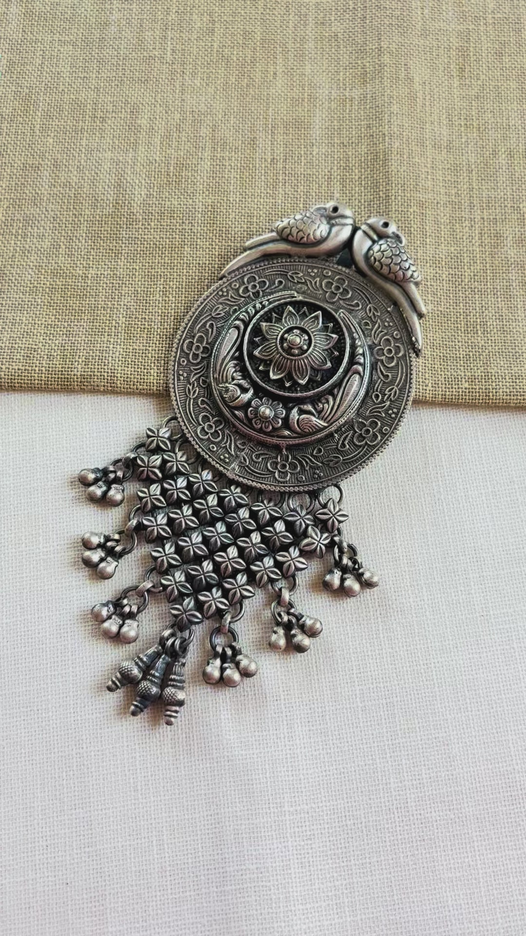 Pure Silver Tribal Round Antique Pendant