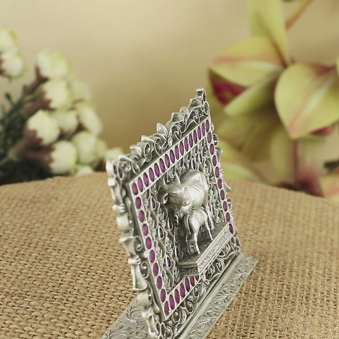 Silver Kamdhenu Cow and calf Idol for Mandir & gifting