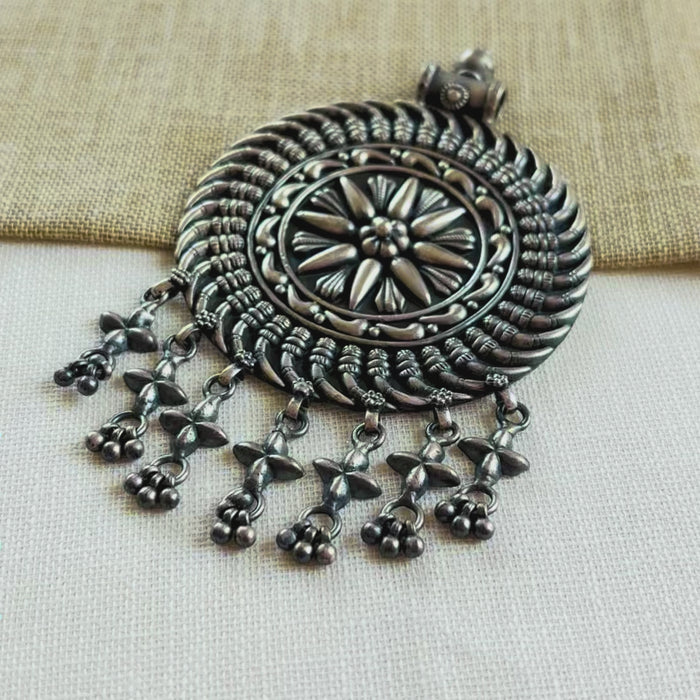 Pure Silver Tribal Round Pendant