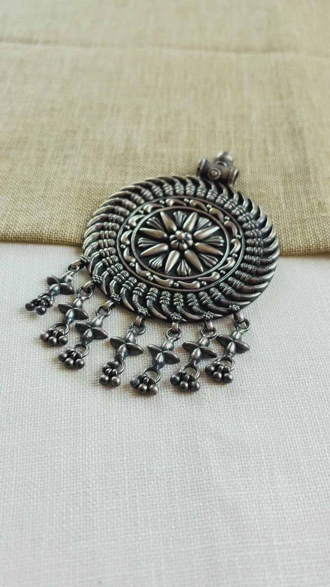 Pure Silver Tribal Round Pendant