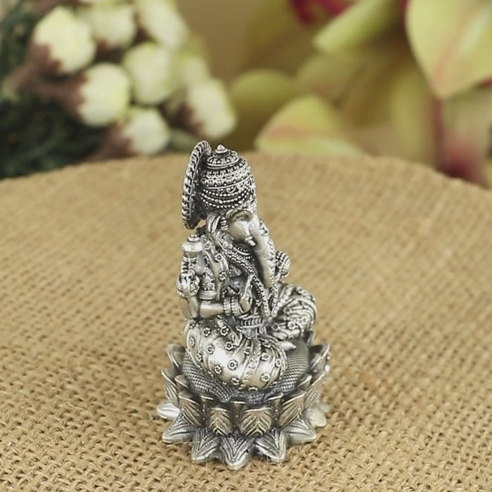 Silver Ganesha Murti for Car Decor