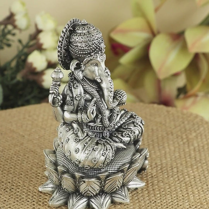 Silver Ganesha Murti for Car Decor