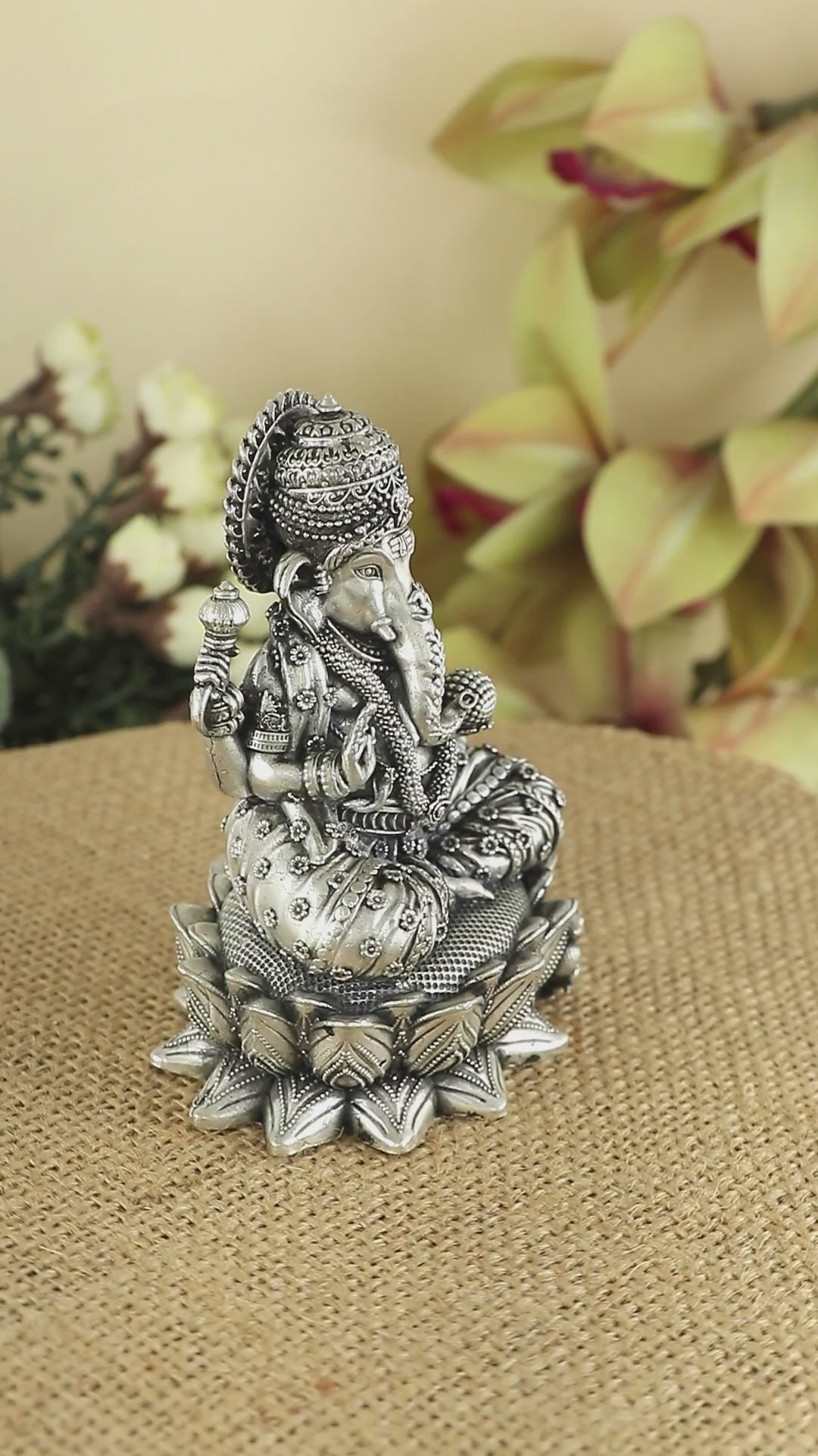 Silver Ganesha Murti for Car Decor