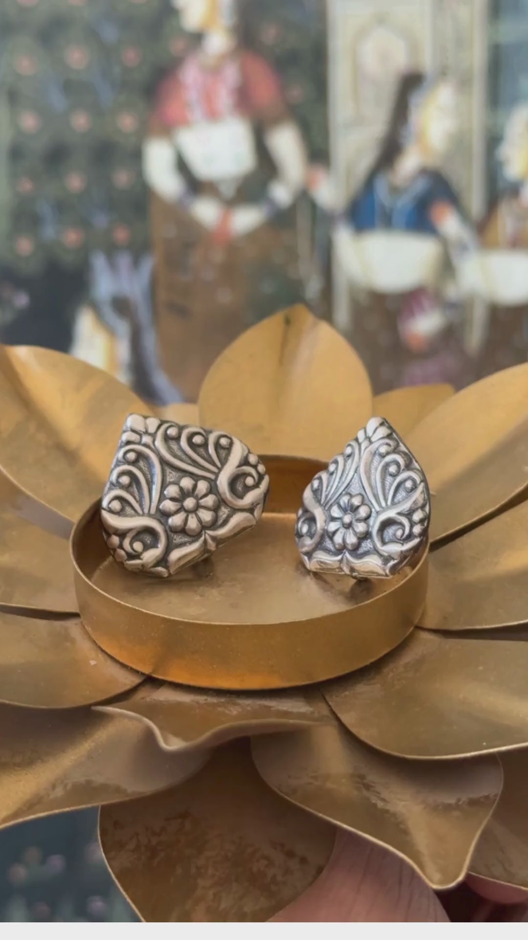 Silver Oxidised Heart Shape Studs