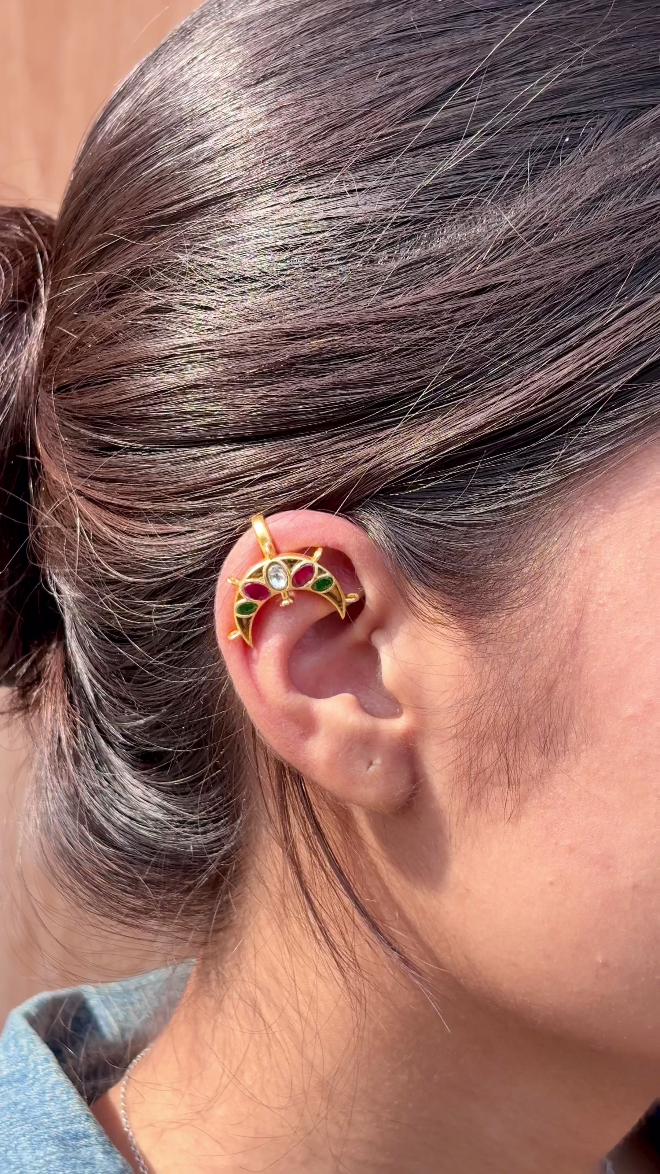 Half Moon Gold finish Ear-Cuff