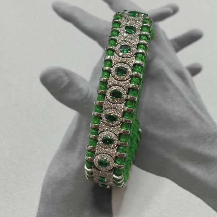 Silver Green Thread Bracelet
