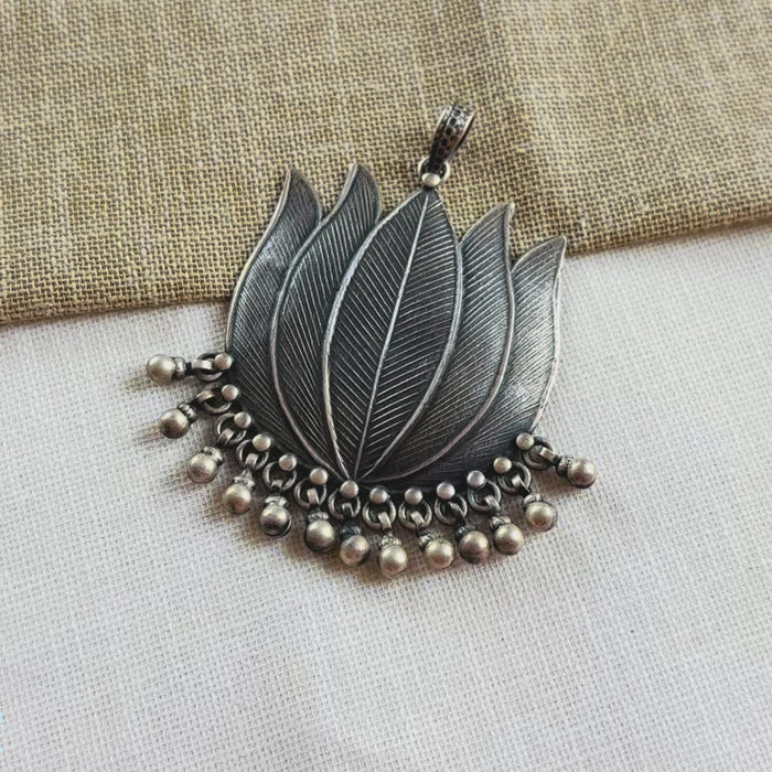 Pure Silver Tribal Lotus Pendant