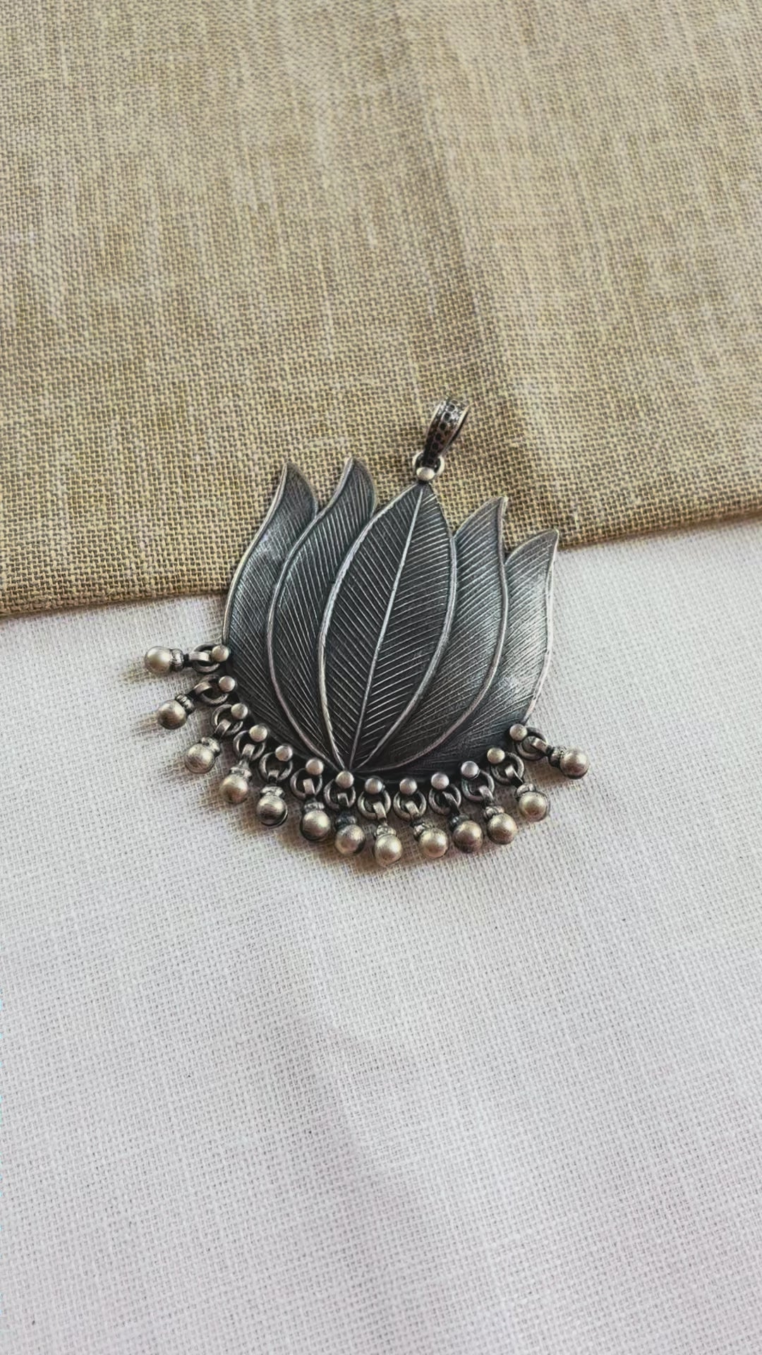 Pure Silver Tribal Lotus Pendant