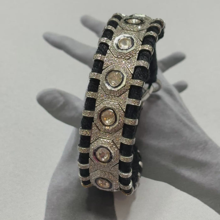 Silver Diamond Stone Thread Bracelet