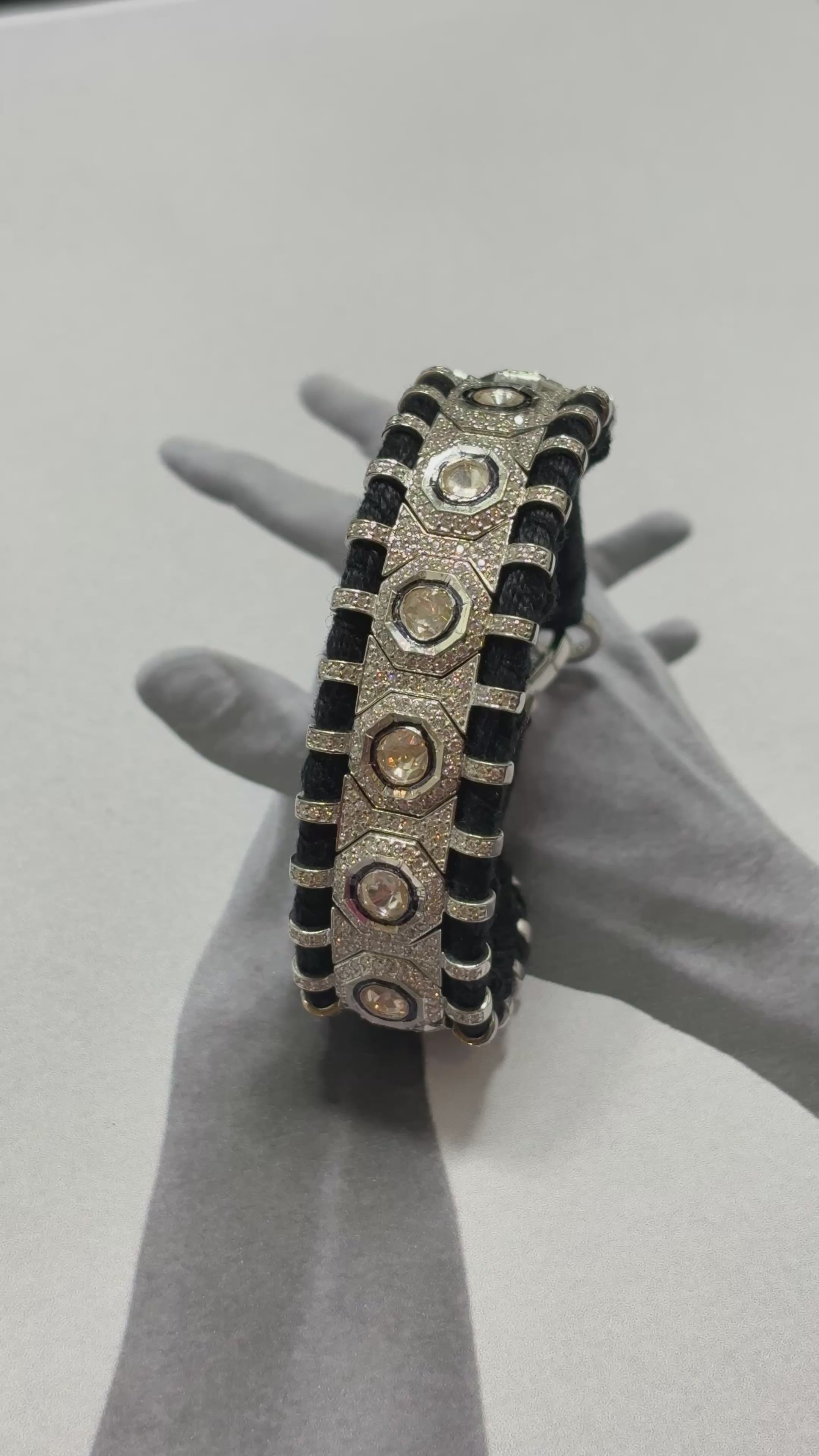 Silver Diamond Stone Thread Bracelet