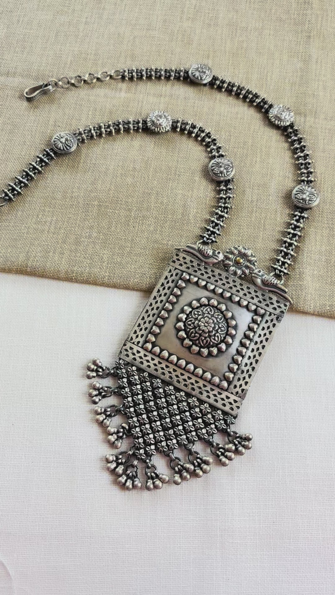 Silver Oxidised Traditional Ghungroo Necklace