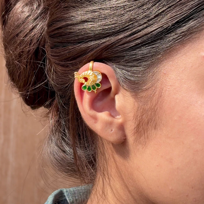 Peacock Gold Finish Ear-Cuff