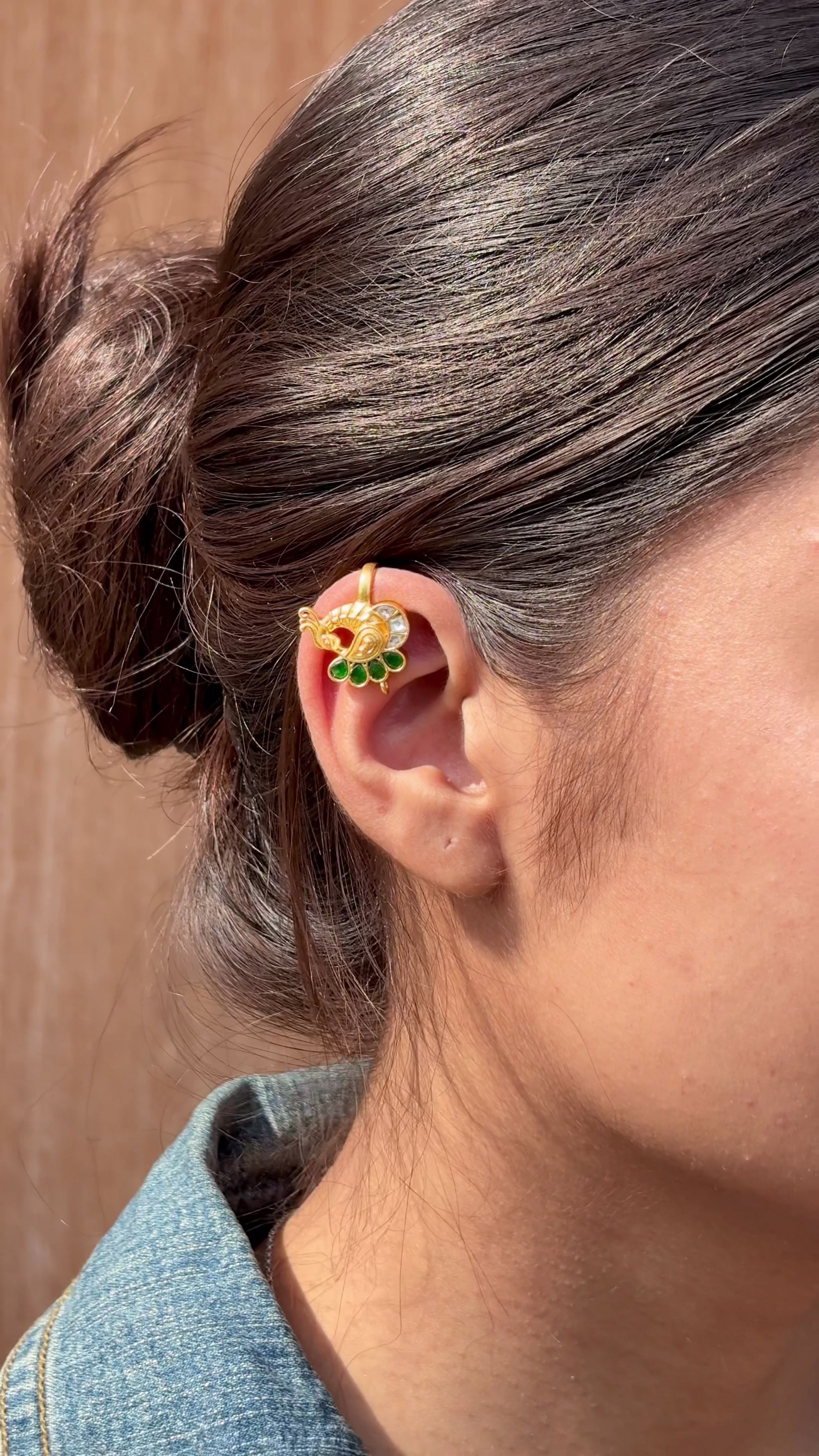 Peacock Gold Finish Ear-Cuff