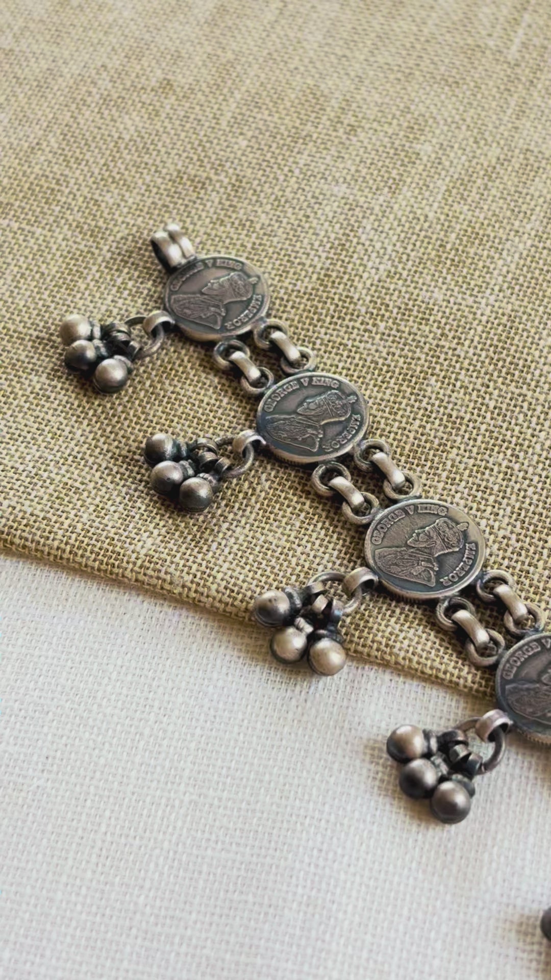 Silver Antique King Coin Choker