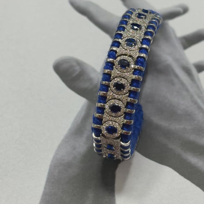 Silver Blue Thread Bracelet