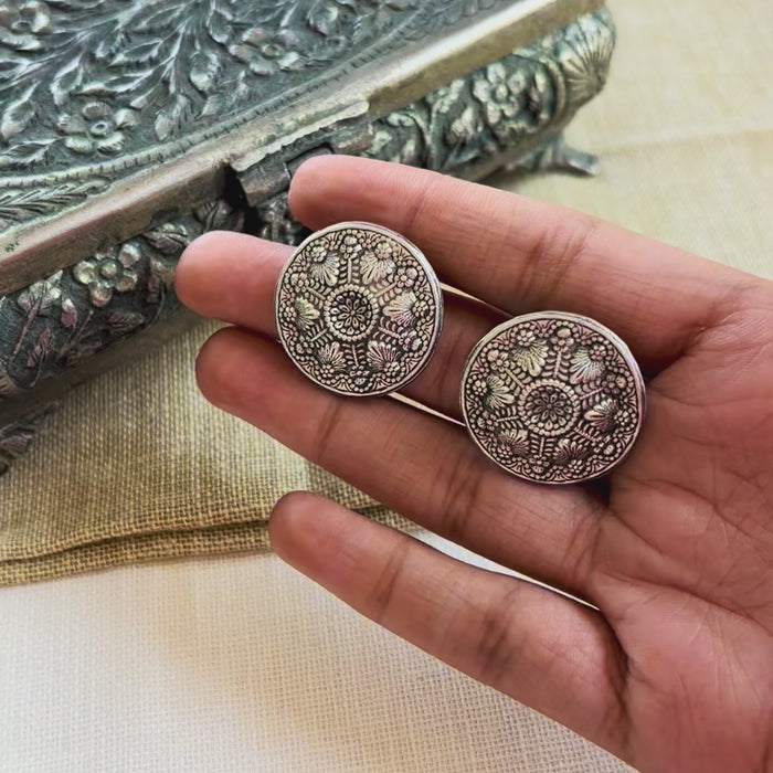 Silver Round Tribal Studs