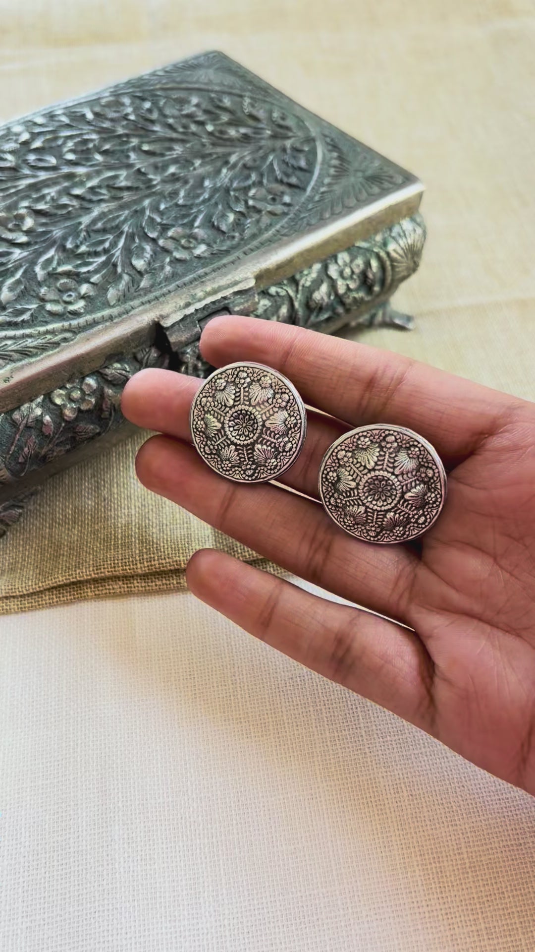 Silver Round Tribal Studs