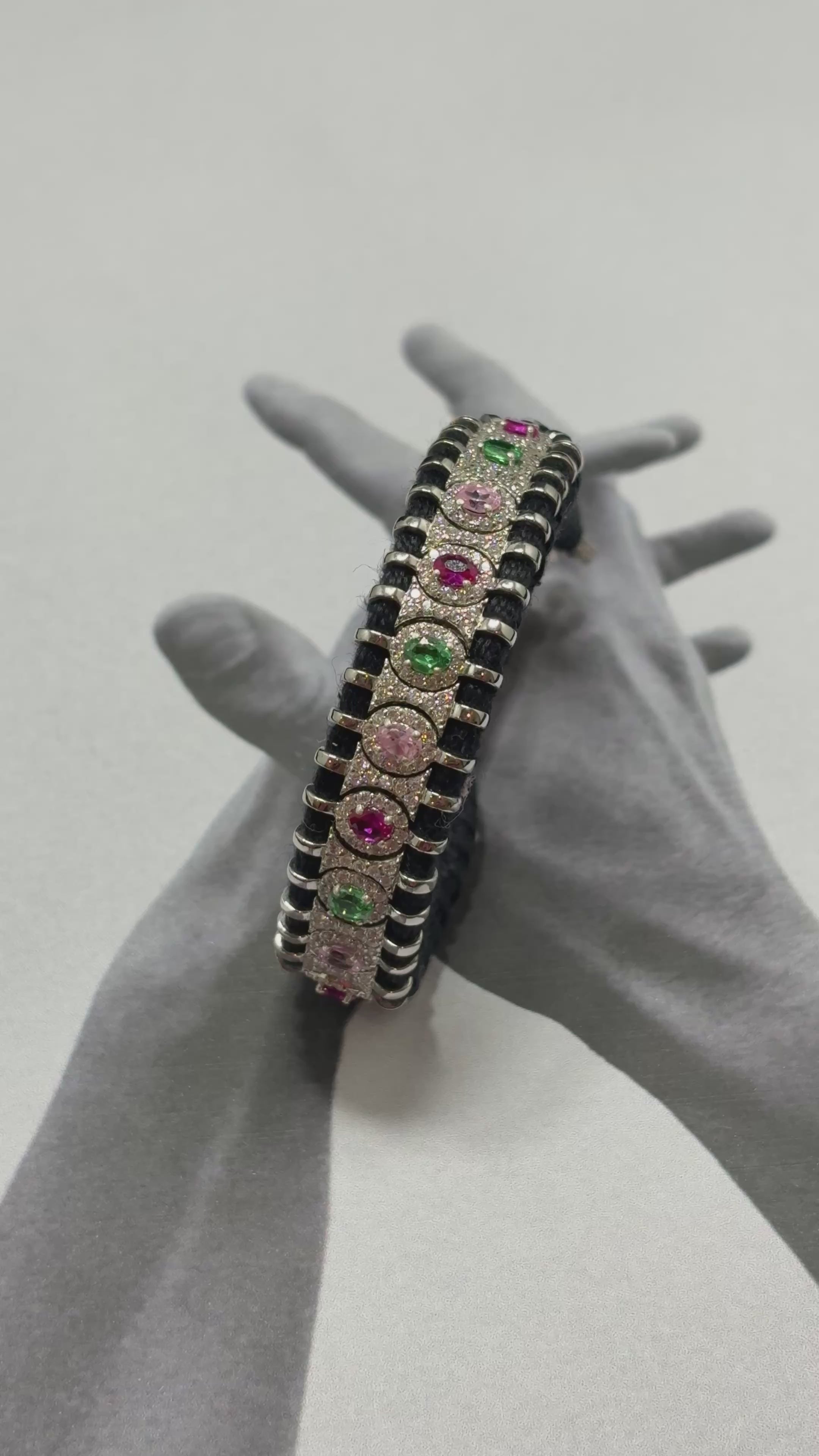 silver Multi-colour thread bracelet