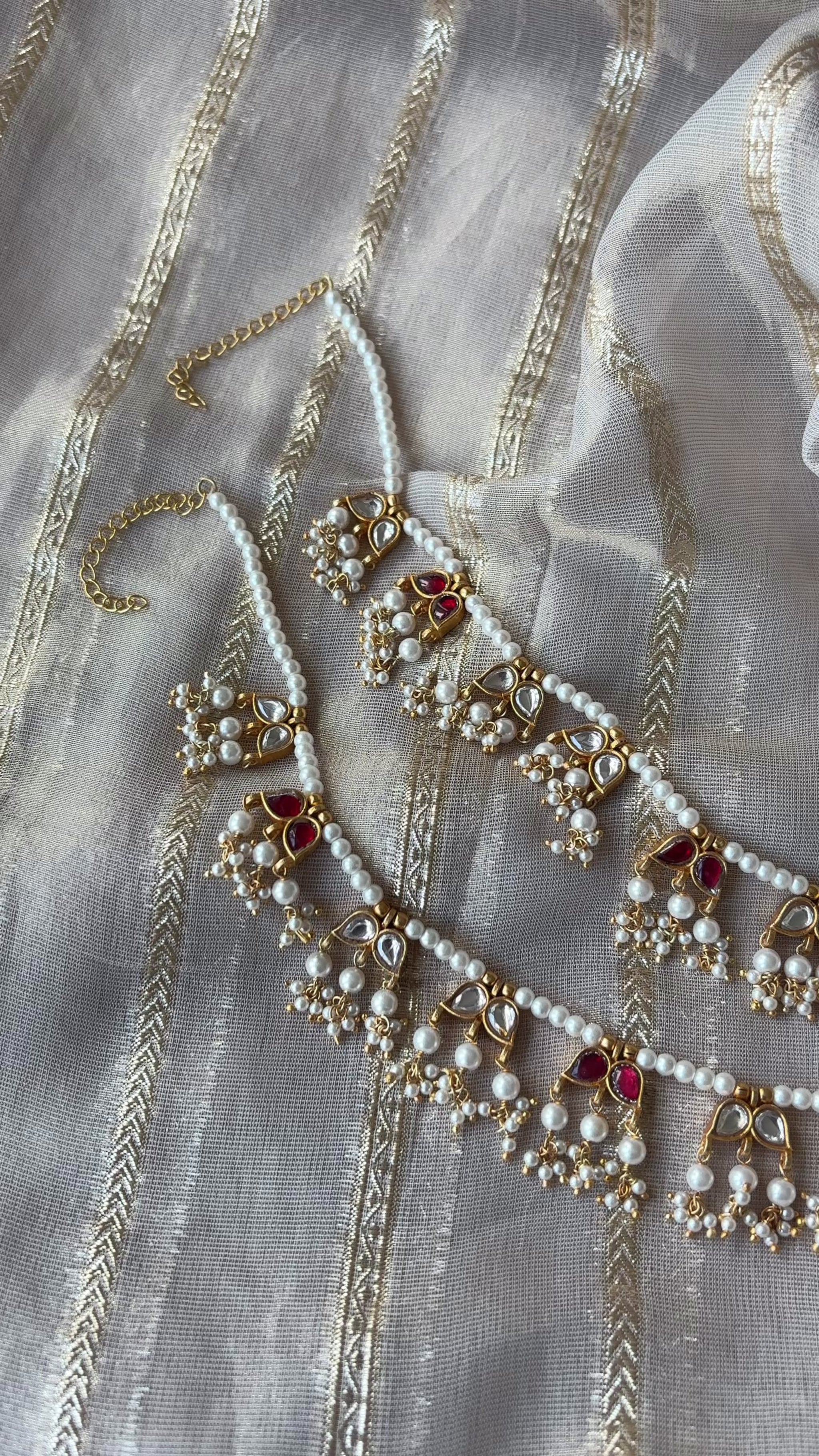 Silver Kundan Anklet