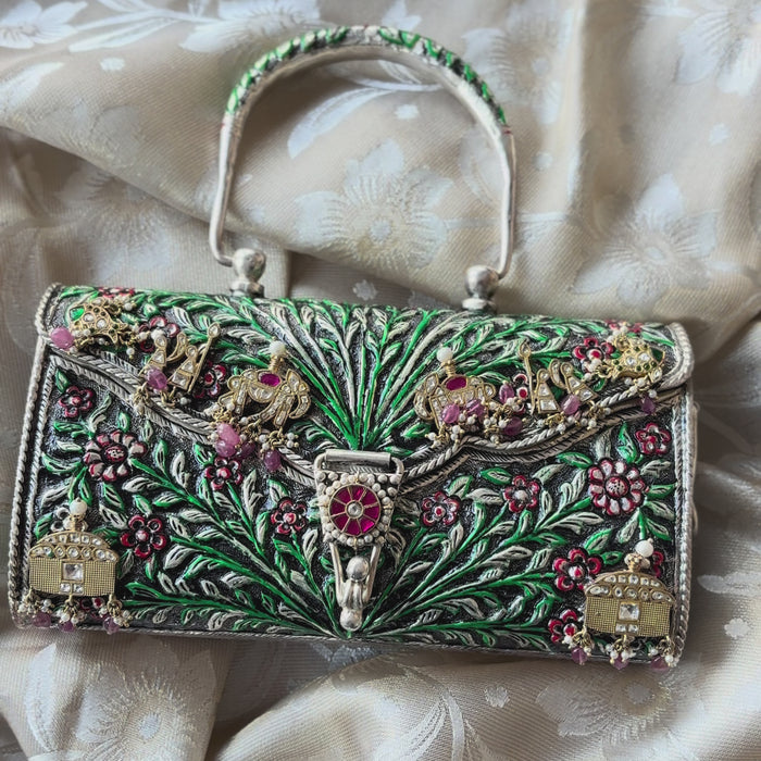 Silver Green Garden Purse