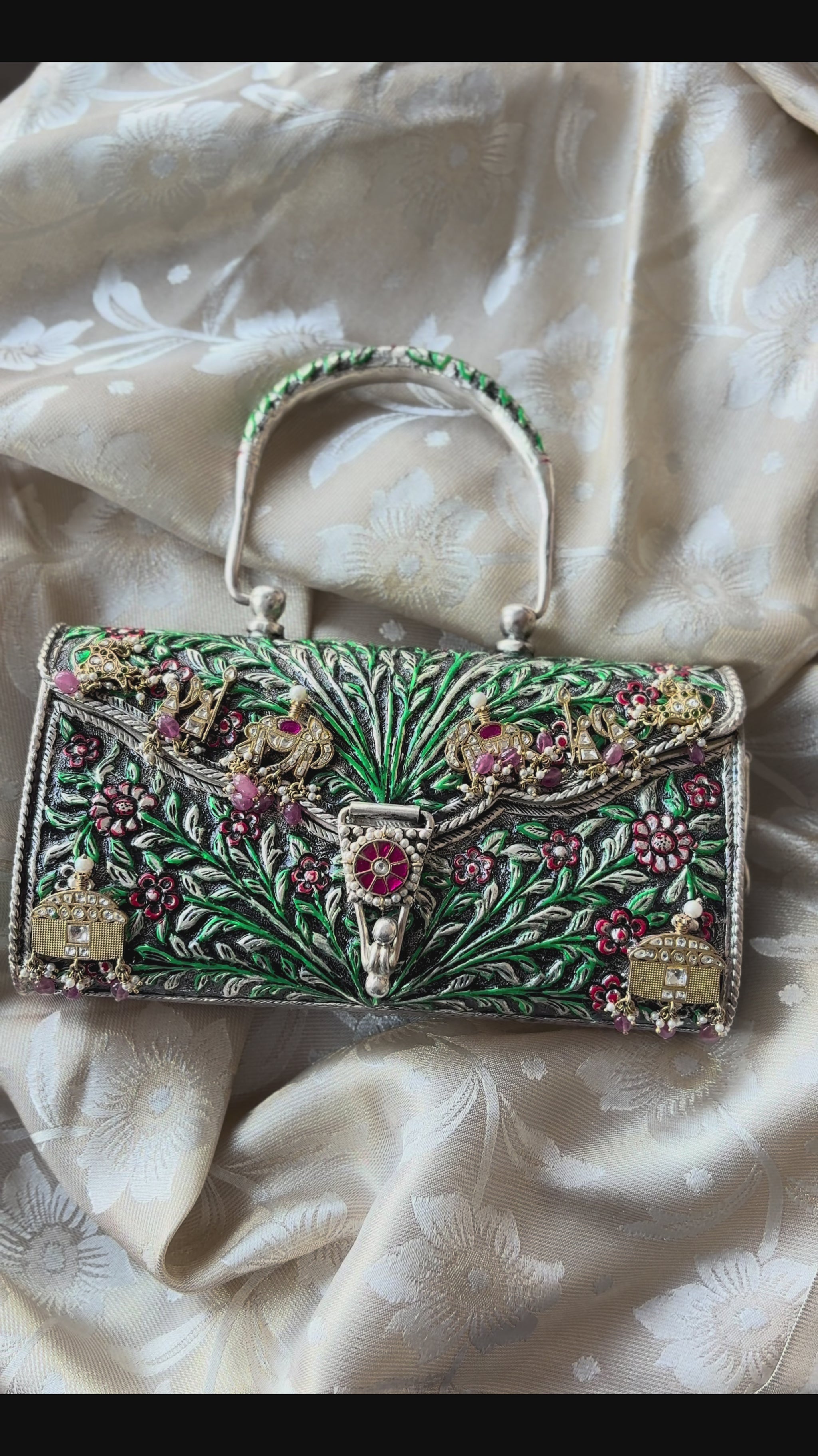 Silver Green Garden Purse