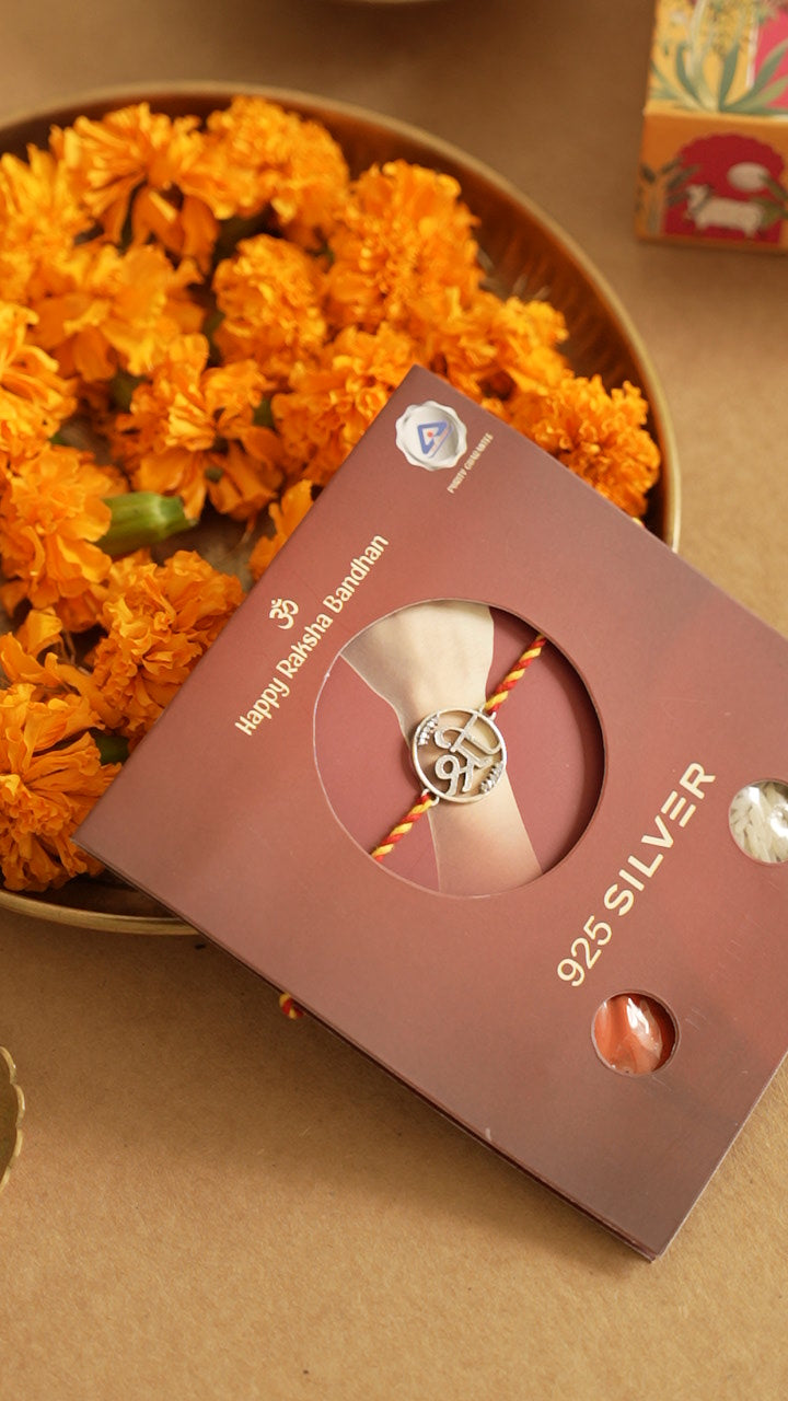 silver shree rakhi