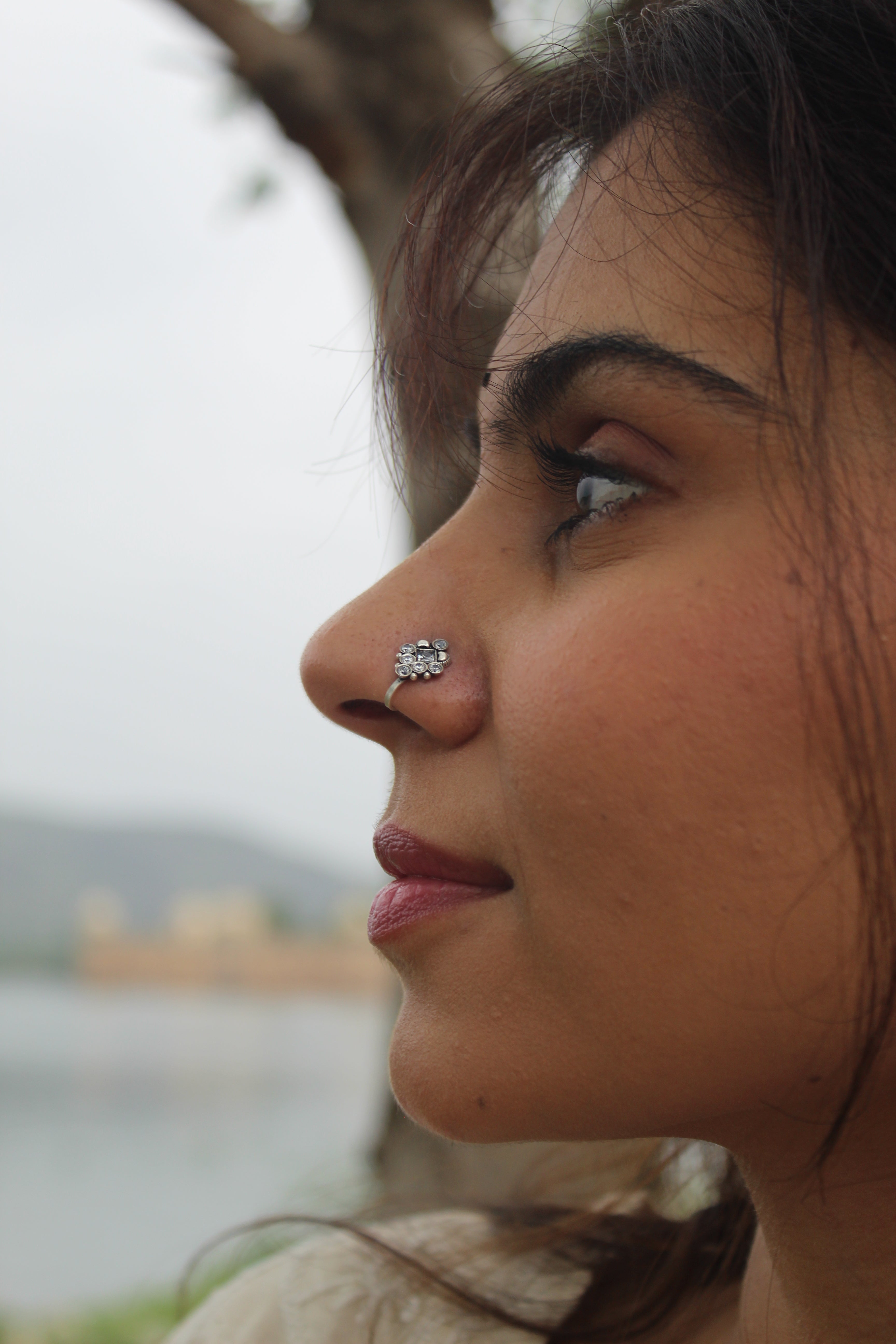 silver Indian nosepin