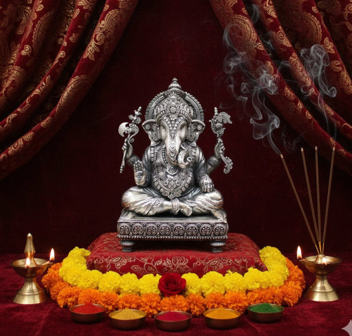 silver ganesh murti